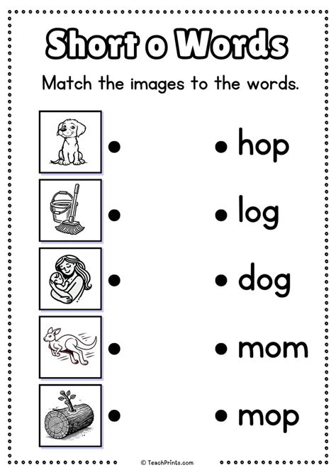 Free Short O Words Worksheets - Teach Prints