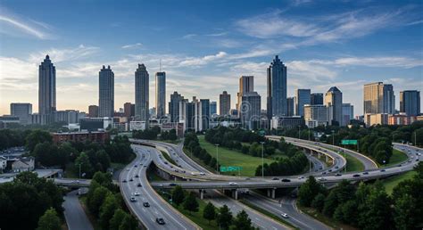 Atlanta Skyline Panorama: Stunning Cityscape with Highway Interchange ...