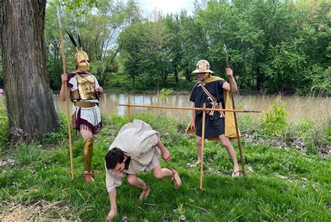 Recreation of the defeated roman Army being forced to "pass under the ...