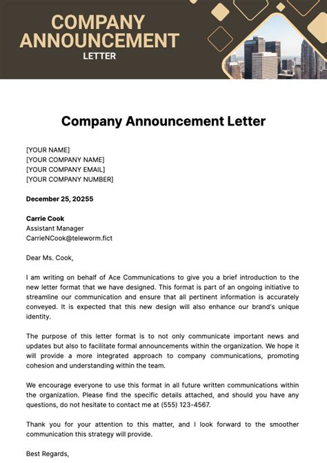 Image result for Announcement Letter Example