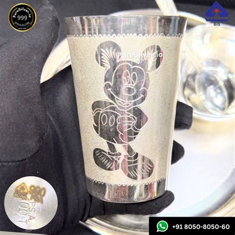 999 Pure Silver Glass for Kids with 990 BIS Hallmark - Mickey Mouse ...
