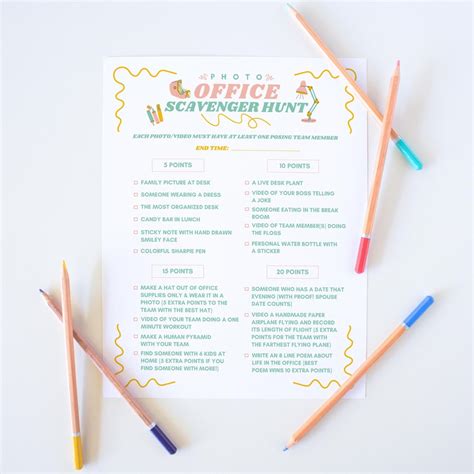 Printable Work Photo Scavenger Hunt, Adult Scavenger Hunt, Indoor ...