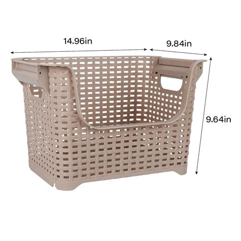 Crossover Weave Stackable Storage Basket, Tan