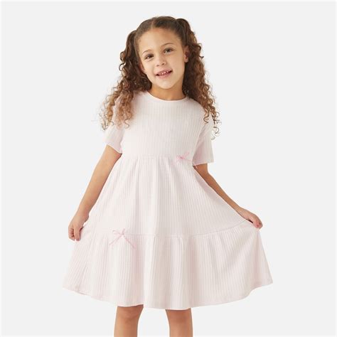 Buy Juniors Ribbed A-line Dress with Round Neck and Bow Detail from ...