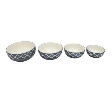 Khurja Pottery Soup Bowl White + Grey So4 | Saras Aajeevika