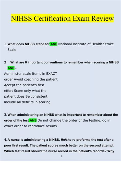 NIHSS Certification Exam 2023 STUDY BUNDLE PACK SOLUTION - Stuvia US