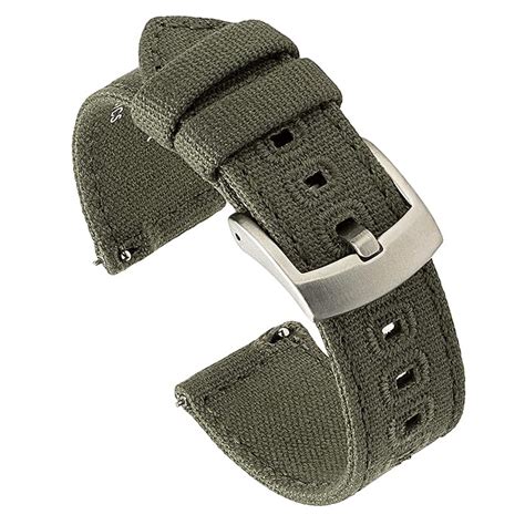Benchmark Basics Army Green 22mm Quick Release Canvas Watch Band ...