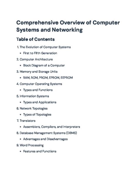 Comprehensive Overview of Computer Systems and Networking (CS101 ...