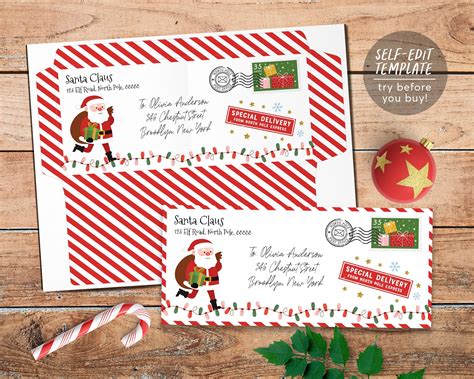 Santa Envelope Letter from Santa Editable Template, Printable Envelope ...