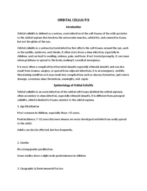 Orbital Cellulitis Overview and Management (MED 101) - Studocu
