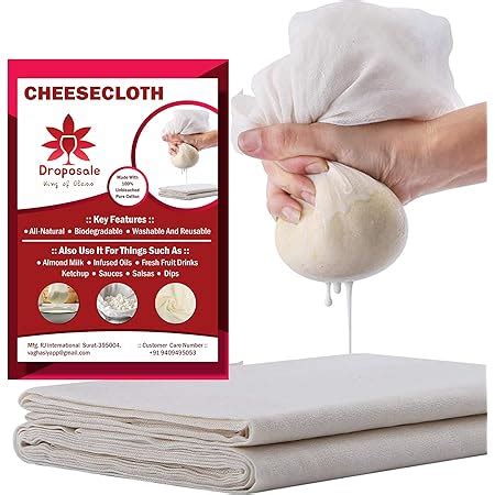 Droposale Muslin Cheese Unbleached Cloth and Making Paneer, Jalebi ...