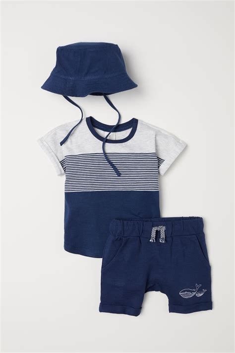 3-piece jersey set - Dark blue - Kids | H&M IN