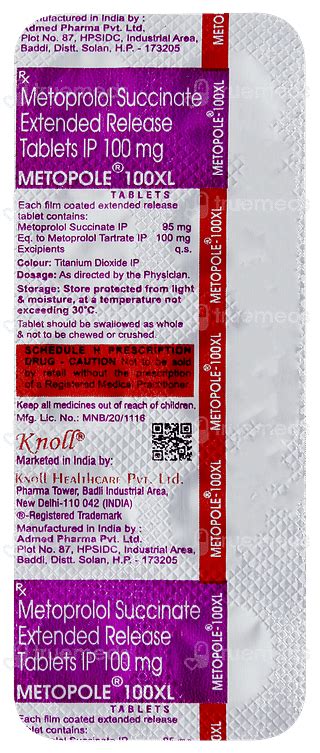 Metopole 100 Xl Tablet 10: Uses, Side Effects, Price & Substitutes