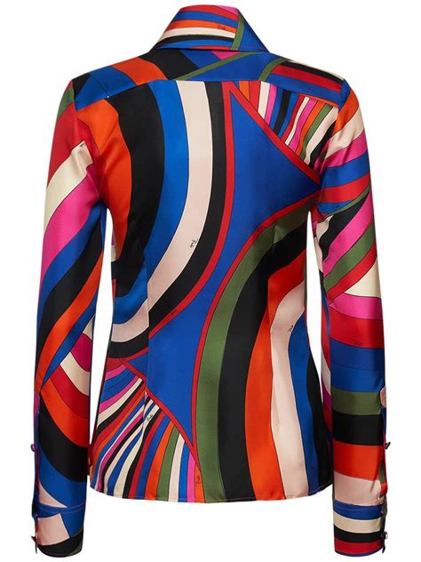 PUCCI Printed Silk Long Sleeve Shirt Emilio Pucci