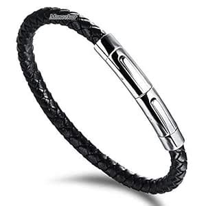 Buy Moneekar Jewels Genuine Leather Stainless Steel Braided Rope Style ...