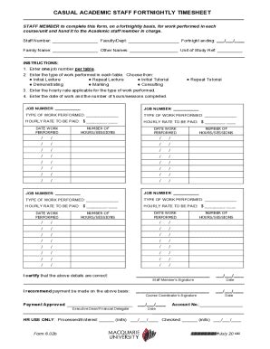 Fillable Online hr mq edu Free Timesheet templates: ExcelWordPDF Fax ...