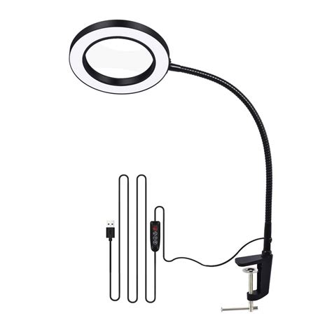 Buy Toolour 5X LED Magnifying Glass Light Clamp Desk Lamp, 3 Modes & 10 ...