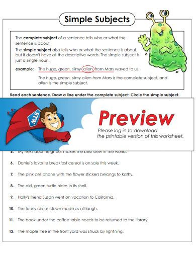 Image result for Subject Examples List