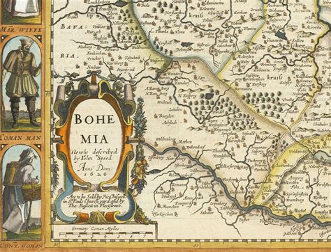 Old Map of Bohemia in 1626 by John Speed - Czechia, Prague, Bavaria, M ...