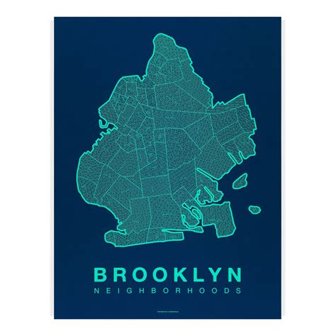 Brooklyn Neighborhood Map | Brooklyn Map Art Poster | Brooklyn map, Map ...