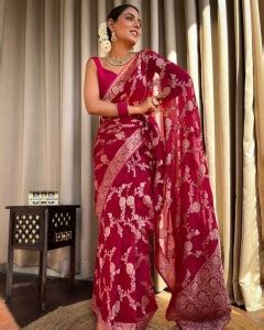 Buy DURGA TEXTILE Printed, Self Design, Embellished, Woven, Animal ...