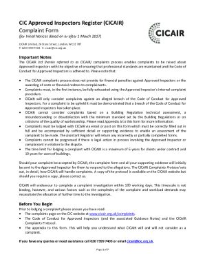 Fillable Online CIC Approved Inspectors Register (CICAIR) Doc Template ...