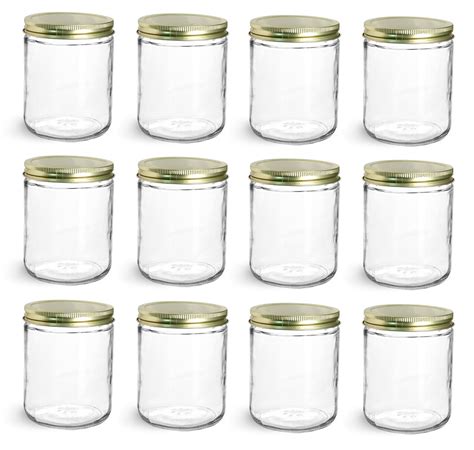 NMS 16 Ounce Glass Wide Mouth Straight-Sided Canning Jars - Case of 12 ...