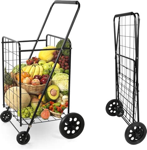 Amazon.com: Endynino Grocery Cart on Wheels, Shopping Cart with Wheels ...