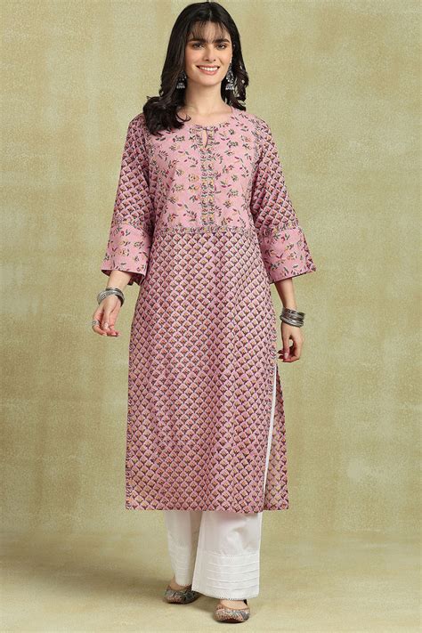 Peach-White Straight Kurta – Tahiliya