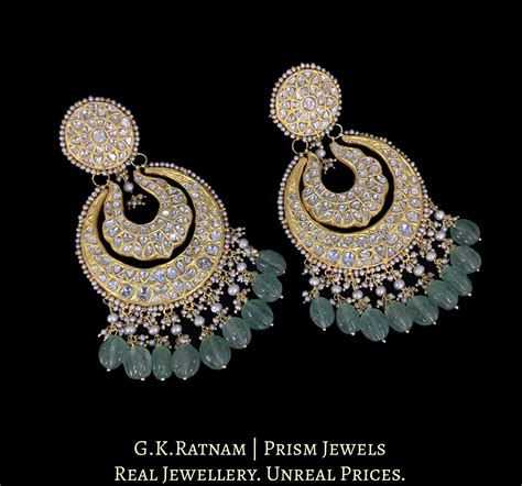 23k Gold and Diamond Polki Necklace Set with basra-like Pearls and han ...