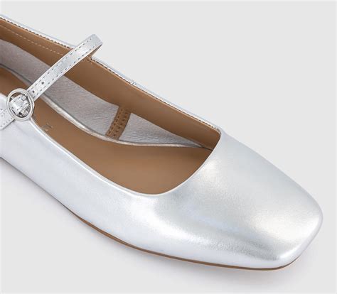 OFFICE Frill Mary Jane Ballet Flat Silver - Flat Shoes for Women