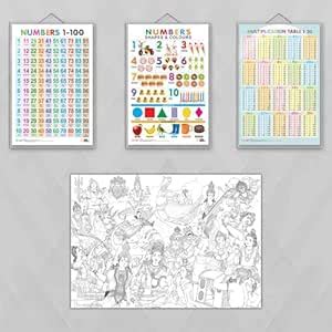 GIANT INDIAN MYTHOLOGY COLOURING POSTER, Numbers 1-100 chart ...