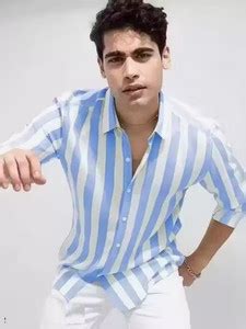 SEIGE Men Striped Party Blue Shirt - Buy SEIGE Men Striped Party Blue ...