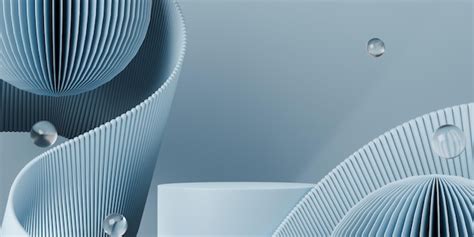 3d rendering empty cylinder podium on light blue background abstract ...