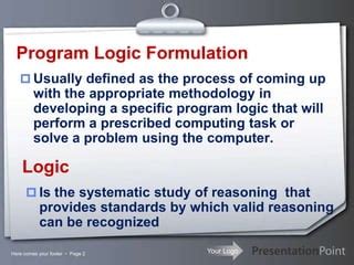 Image result for Program Logic Formulation Background