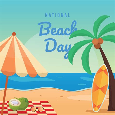 National Beach Day. Flat art design. Good for usage template. Template ...