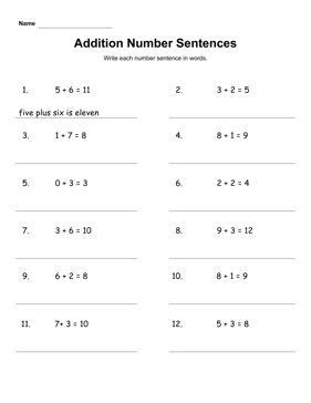 Image result for Number Sentence. Example