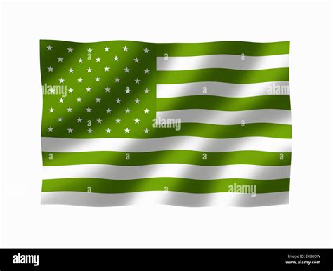 Green American Flag (stars and stripes) flag symbolising ecological and ...