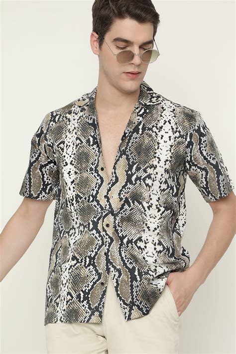 Cuban Style Snake Pattern Mens Printed Premium Cotton t-shirts by Blac