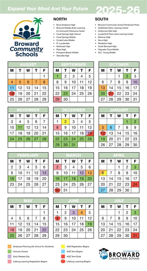 Broward Community Schools Calendar | School Terms and Holidays