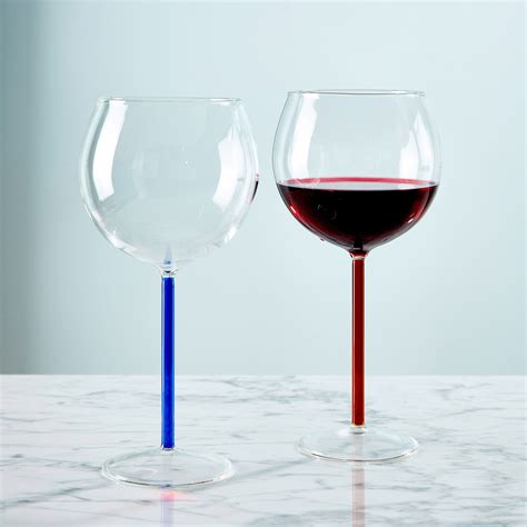 Color Accent Red Wine Glasses - Set of 2 - Blue/ Red Orange – MoMA ...