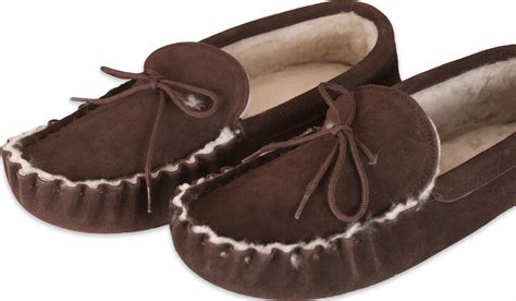 Nordvek Mens Genuine Sheepskin Moccasin Slippers Soft Suede Sole Real ...