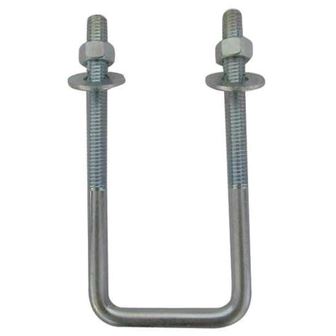 Zoro Select Square U-Bolt, 3/8"-16, 2 in W, 4 5/8 in H, Zinc Plated ...