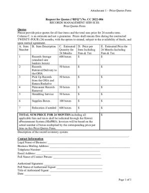 Fillable Online Request for Quotes (rfq) No. Cc 2022-006 Fax Email ...