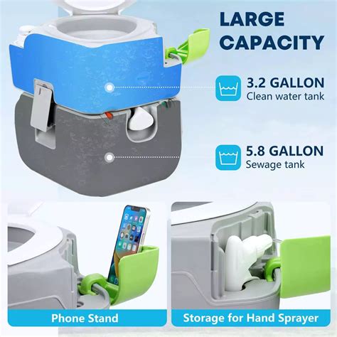 RV Portable Toilet 5.8 Gallons Camping Porta Potty - Kohree