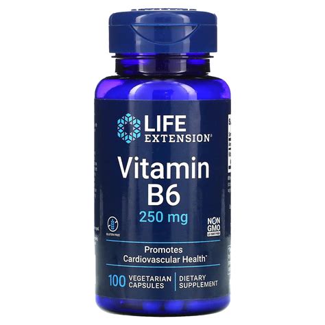 Buy Vitamin B6, 250 mg, 100 Vegetarian Capsules, Life Extension Online ...