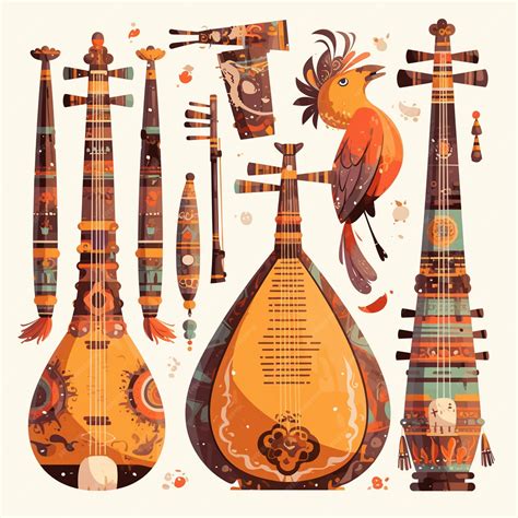 Vietnamese musical instrument patterns with cultural designs | Premium ...