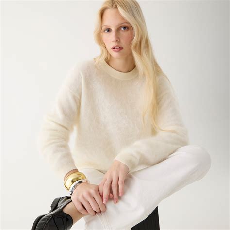J.Crew: Brushed Cashmere Relaxed Crewneck Sweater For Women