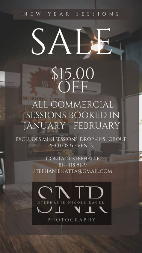 2025 COMMERCIAL SESSIONS SALE - $15.00 OFF January-February , Stephanie ...