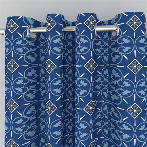 Buy Juniper Blue Printed Light Weight Semi-Blackout Micro Door Curtain ...